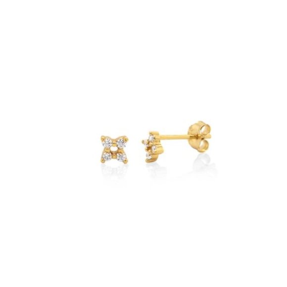 NWT Ruthie Studs // 14k Gold Vermeil + CZ - Picture 1 of 1